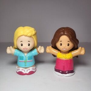 Fisher-Price Little People Barbie Figure Lot 2pc Blonde & Brunette Girl Dolls